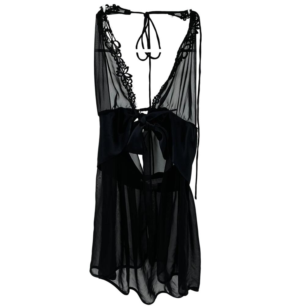 Victoria's Secret Very Sexy Babydoll Lingerie Dress Floral Lace Mesh Black Small